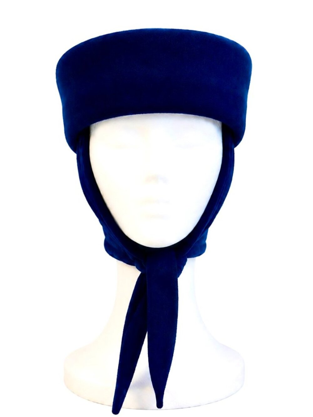 Vintage - Wool Navy - Pillbox Style Hat with Scarf - Street Smart by Betmar
